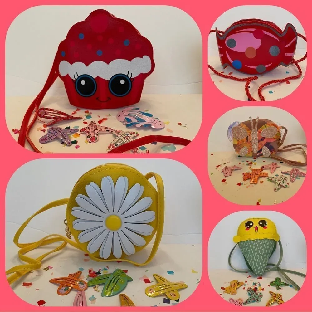 Girl’s‎ Glitter Butterfly Shaped Bag with Coordinating Hair Clips